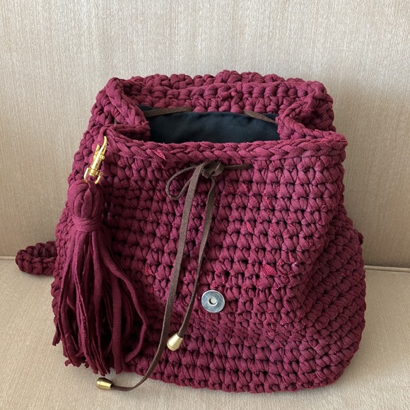 Burgundy Hand Made Backpack Purse - Picture 3 of 4